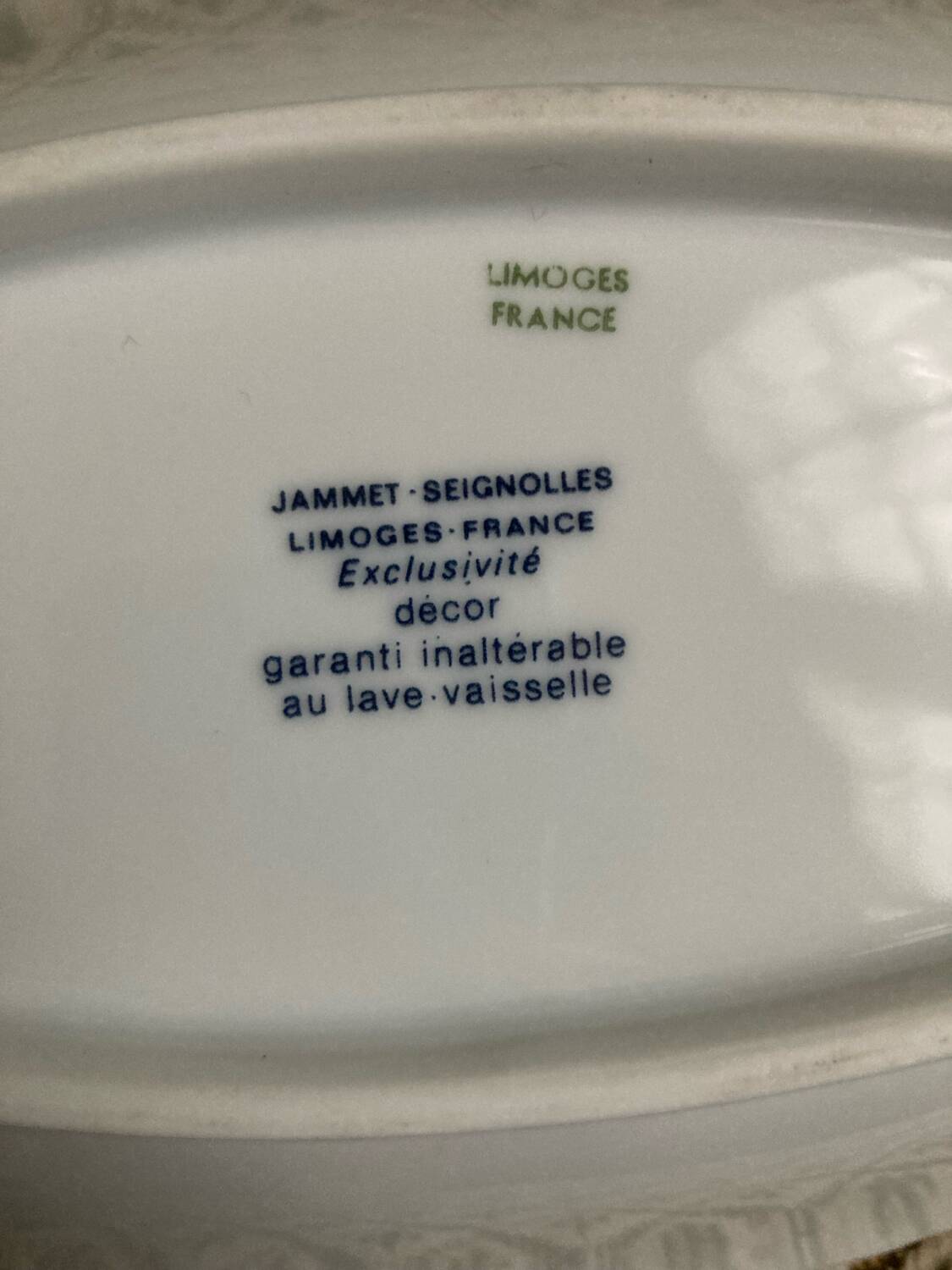 Limoges Jammet Seignolles ravier with blueberry decoration