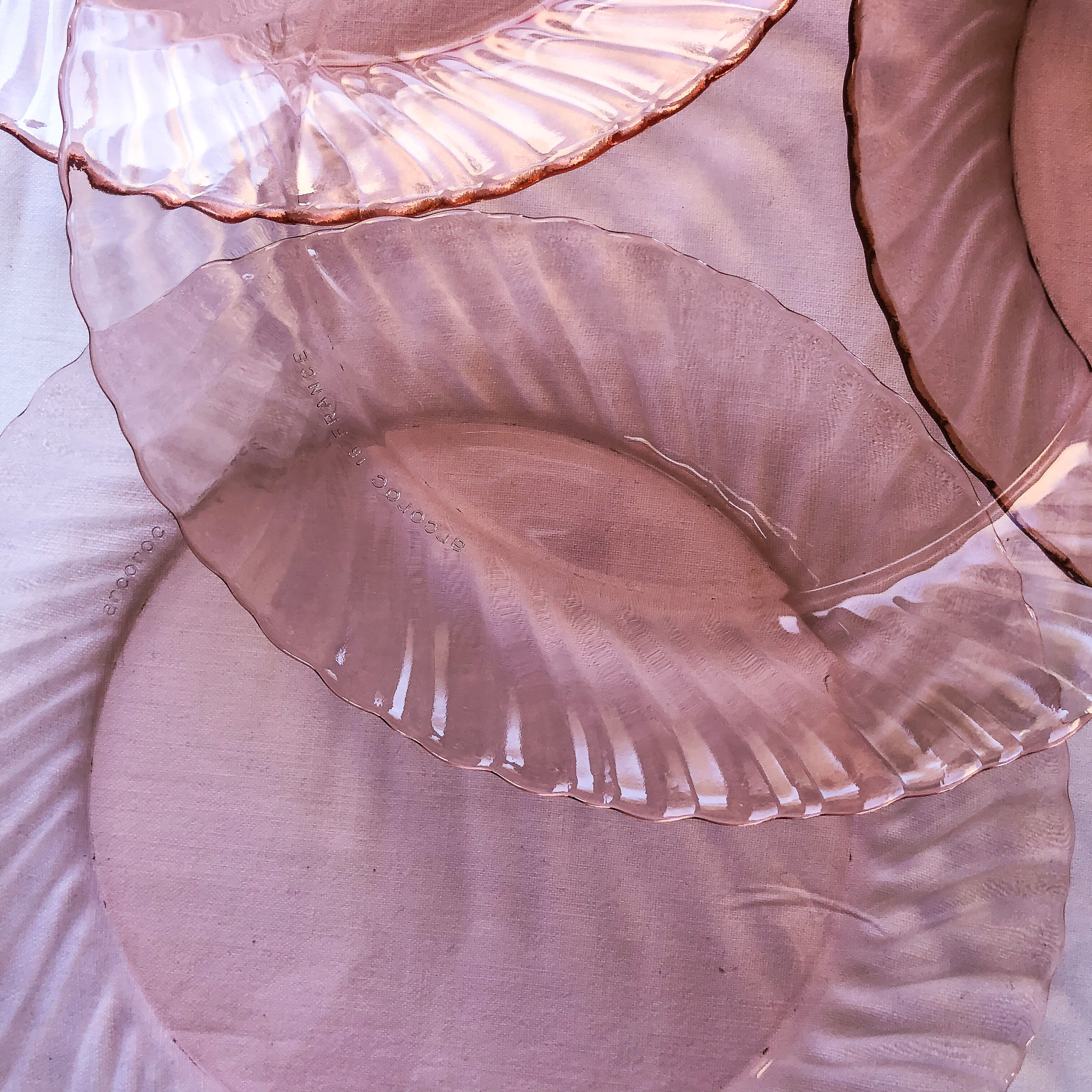 4 rosaline Arcoroc flat plates