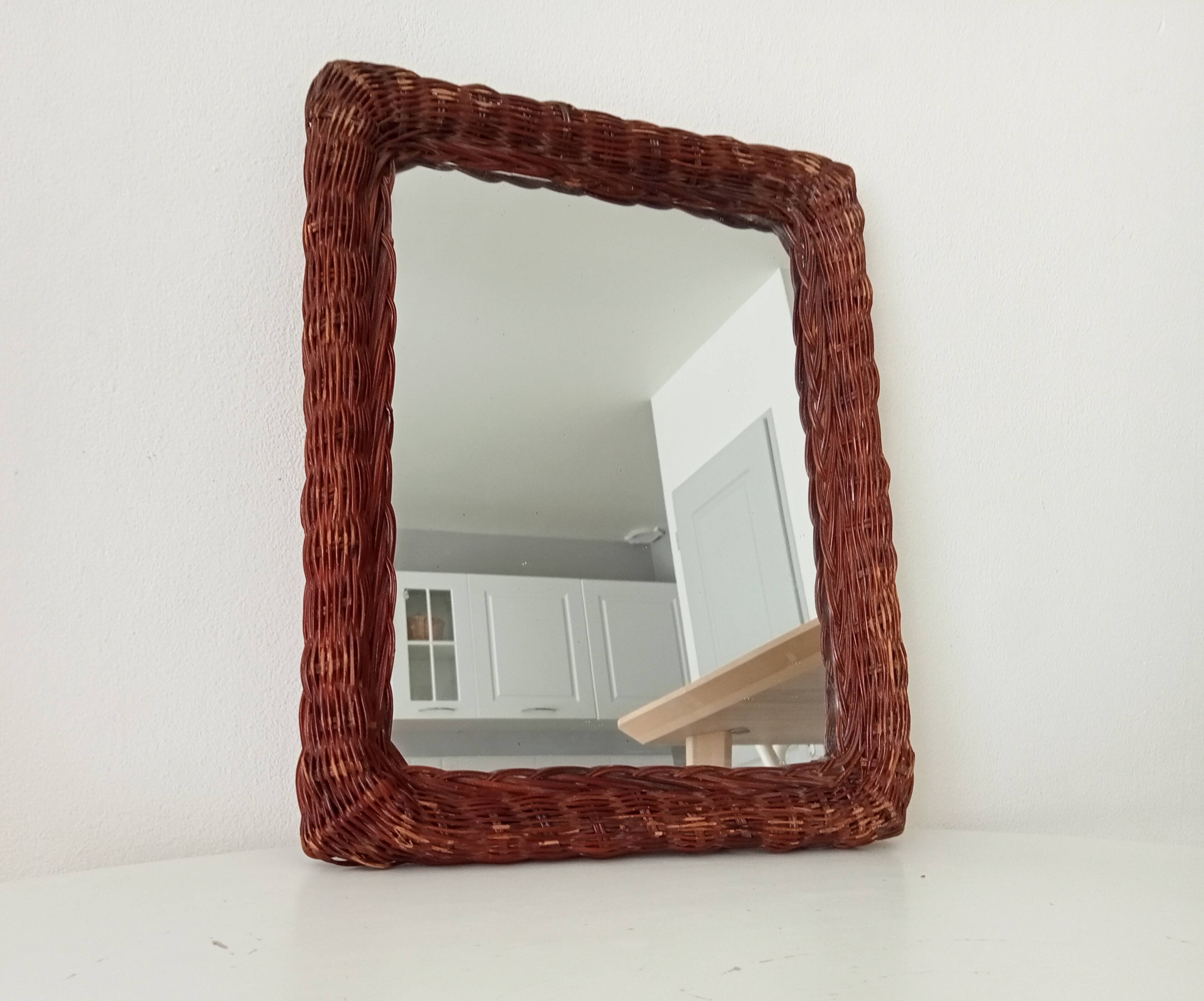 Vintage wicker mirror