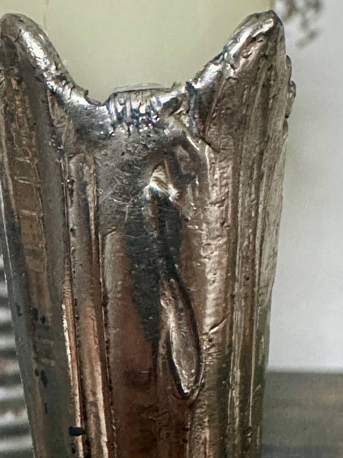 Silver metal candle holder