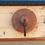 Ecru solid teak coat hook with 3 cast iron hooks
