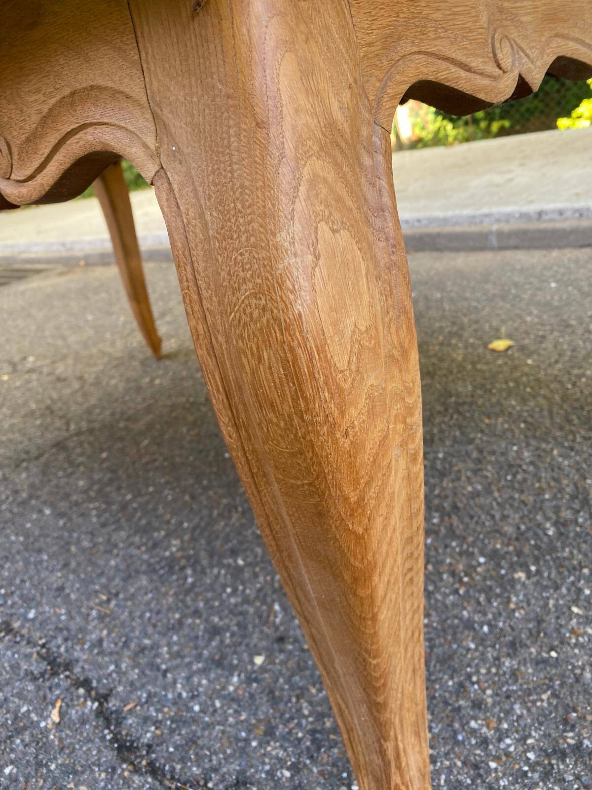 Large Louis XV dining table stripped in solid oak 1960 260cm