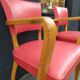 Pair of red vintage bridge armchairs