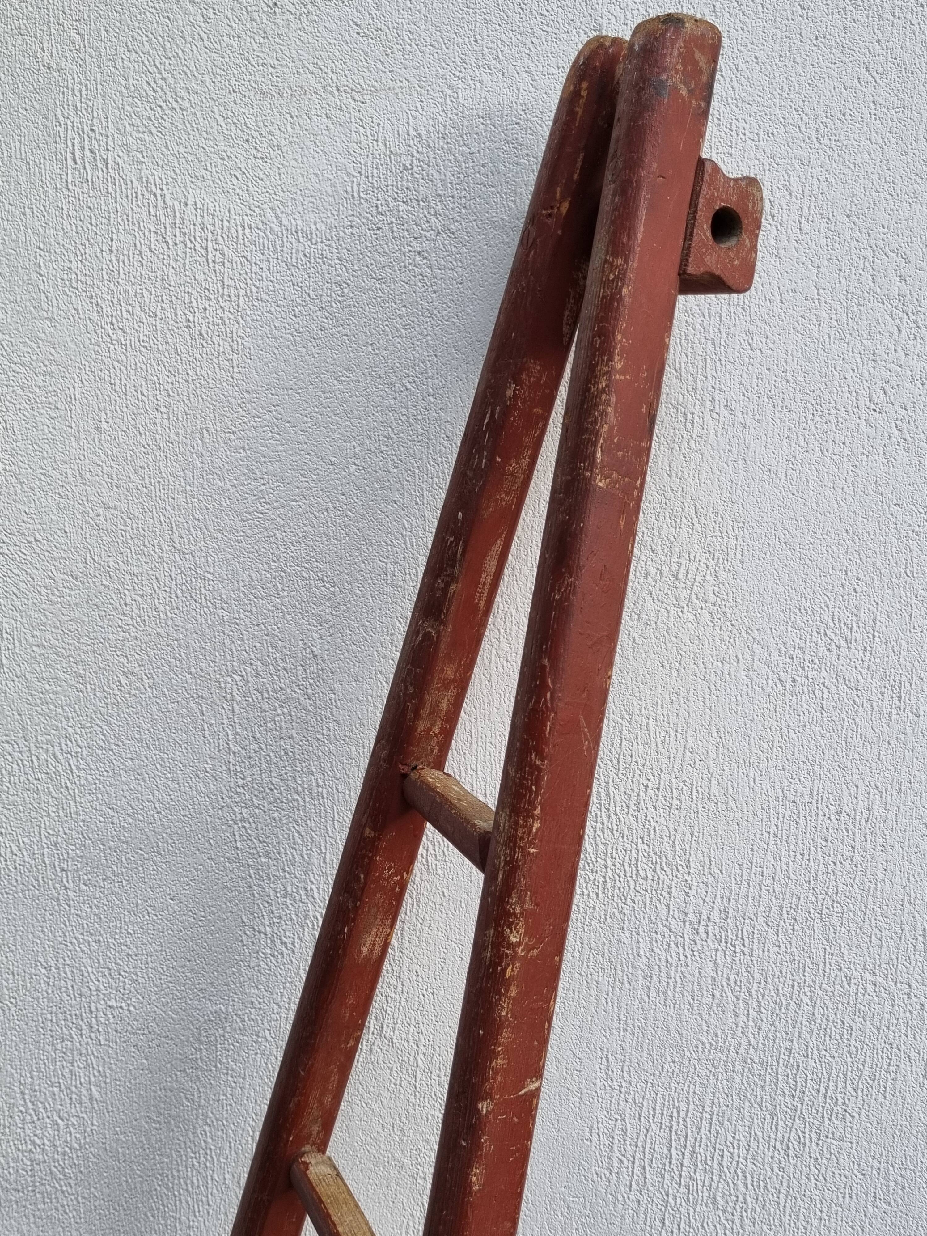 Antique rustic wooden decorative ladder, 155 cm