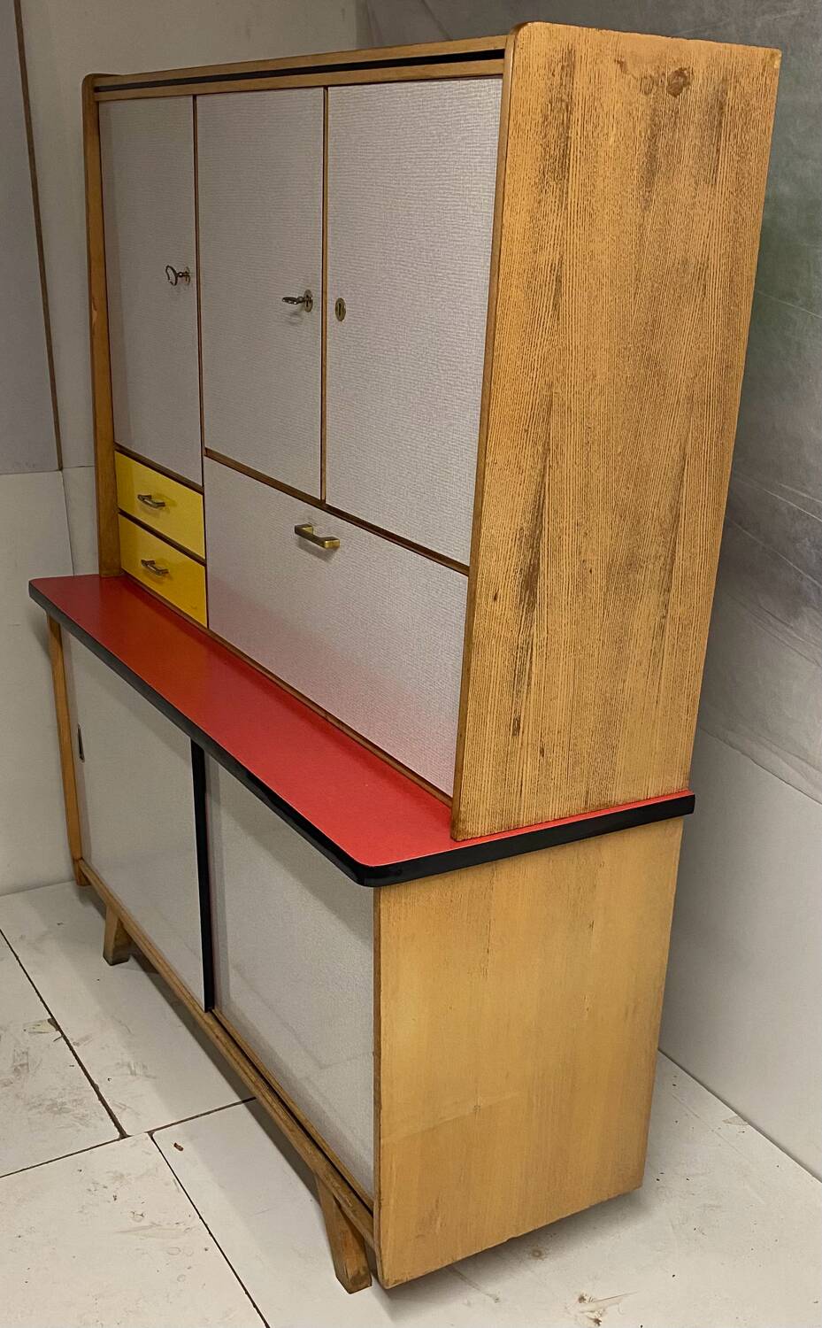 Vintage kitchen buffet with compass legs
