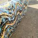 3-seater sofa + 2 vintage armchairs in multicoloured fabric retro design