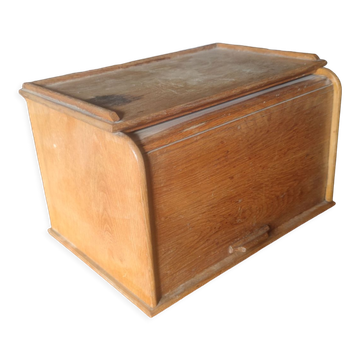 Oak roll-top desk organizer, circa 1930