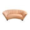 1940s Danish Banana Shaped Scalloped Sofa in Blush Pink