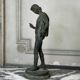 Bronze Narcissus after the antique, excavation patina, 19th century