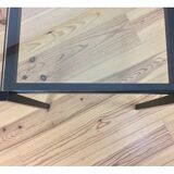 Modernist coffee table 50s black metal and glass