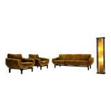 Living room set in amber velvet