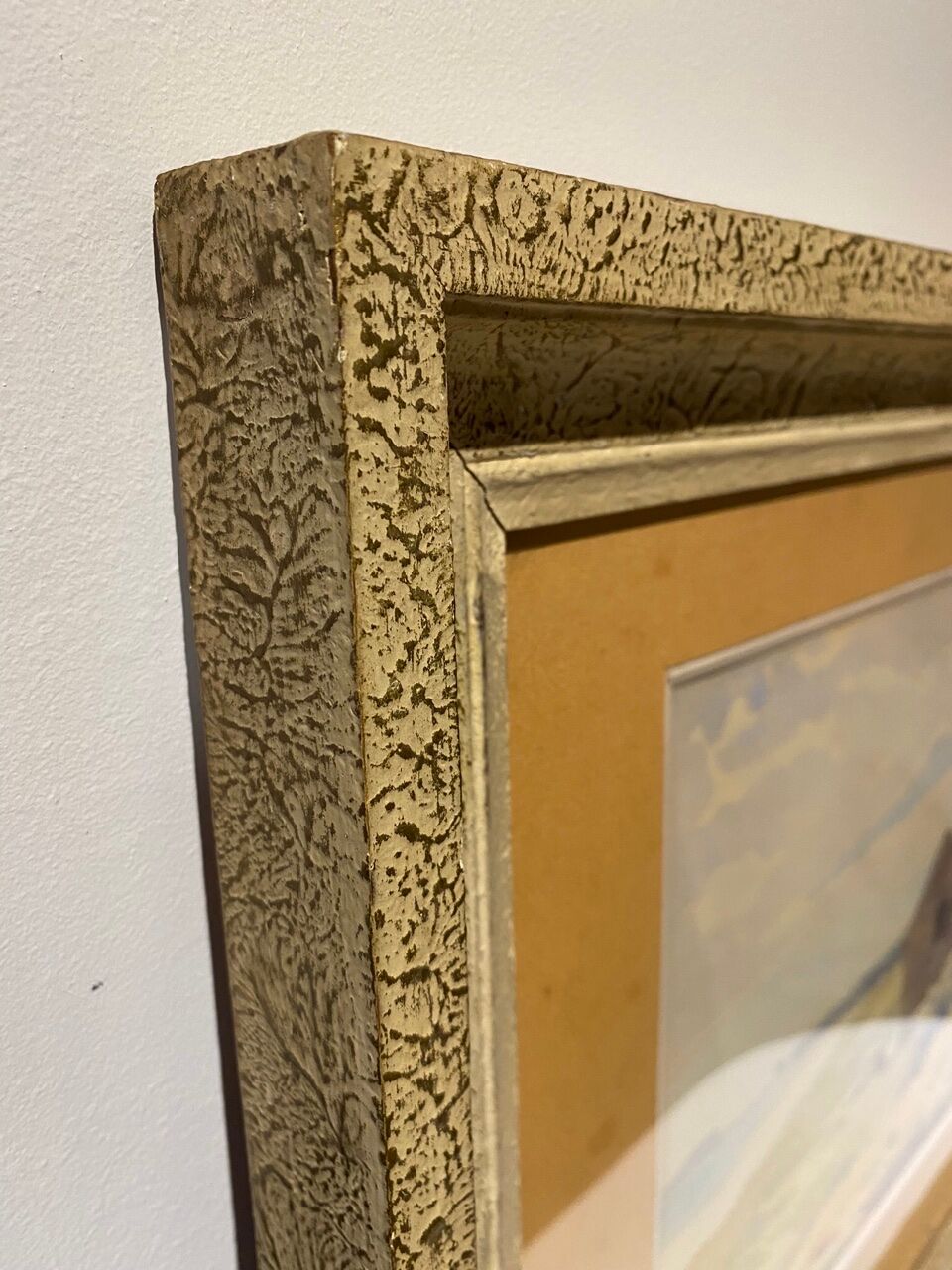 Old painting, landscape, signed Andrée Bouchard, 1950s