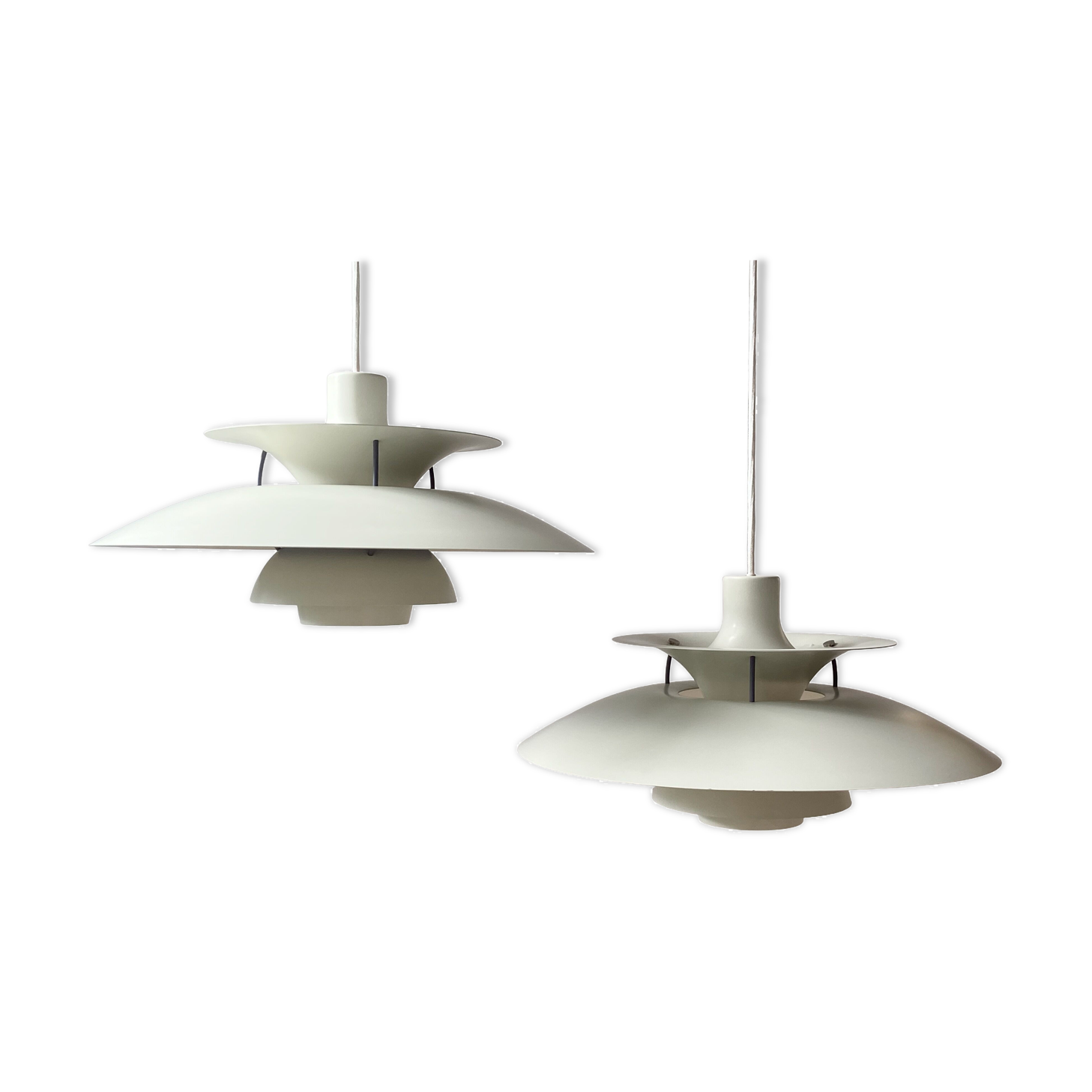 Pair Louis Poulsen PH5 pendant lamps by Poul Henningsen Denmark