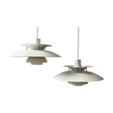 Pair Louis Poulsen PH5 pendant lamps by Poul Henningsen Denmark