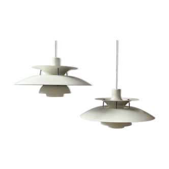 Pair Louis Poulsen PH5 pendant lamps by Poul Henningsen Denmark