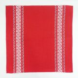 11 red cotton napkins - embroidered Basque style