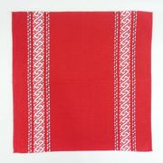 11 serviettes de table en  coton rouge - motifs brodés style basque