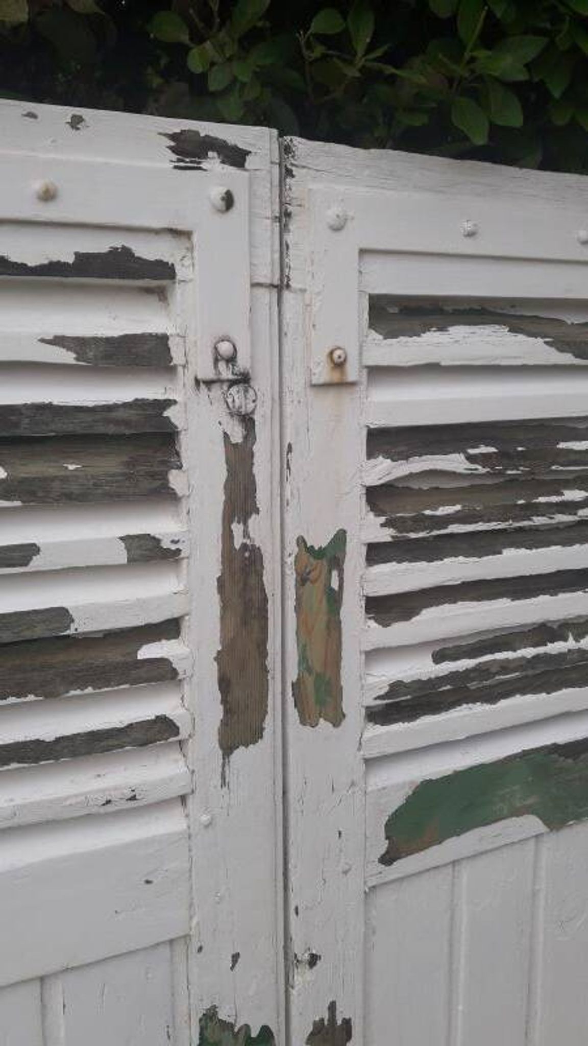 Volets 4 vantaux H148xL245cm persiennes chêne anciens paire 1