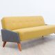 1950s streamline design sofa bed – Light yellow & grey mottled