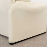 Maralunga 2-seater sofa in white leather by Vico Magistretti for Cassina