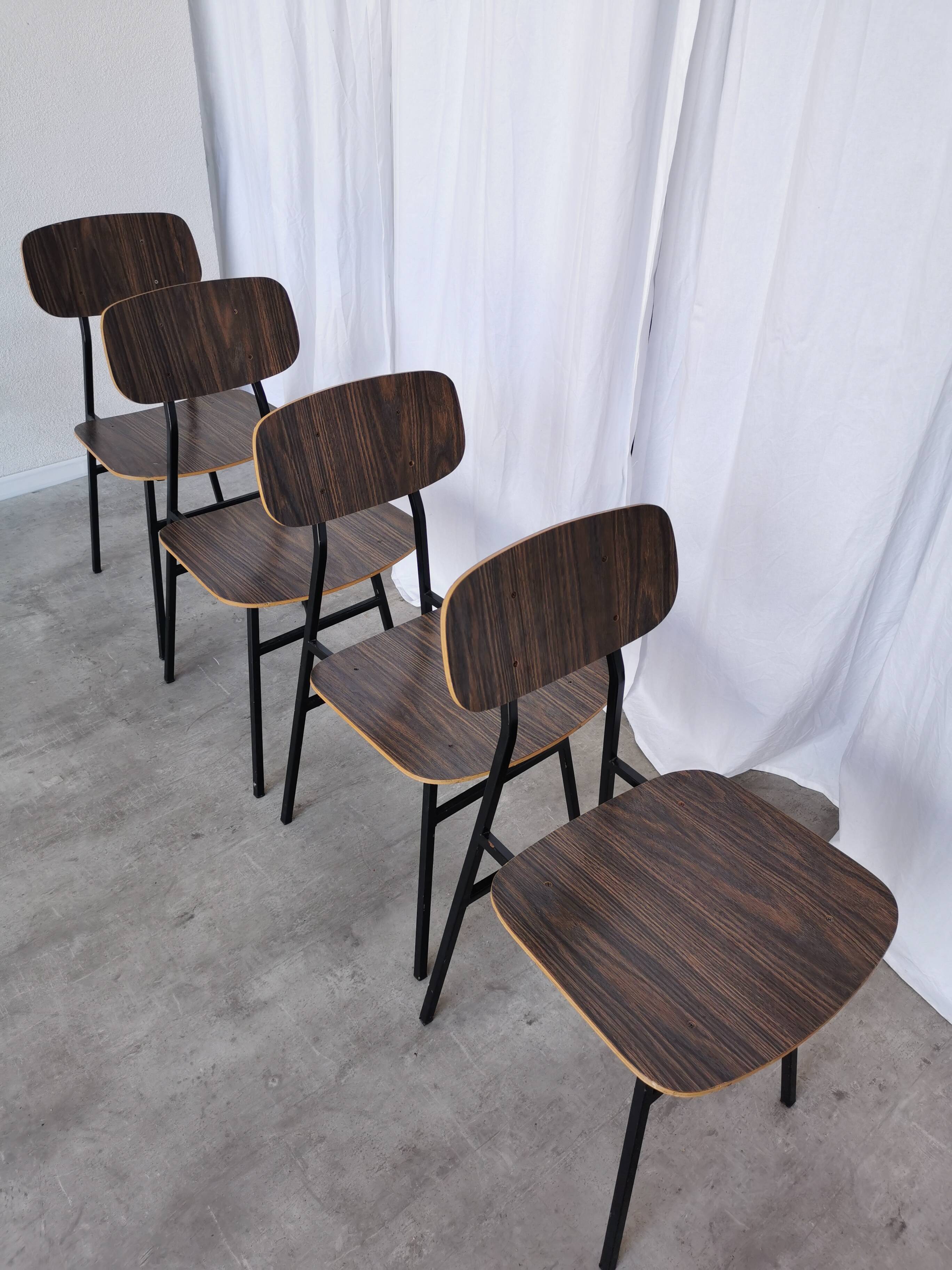 Vintage Industrial School Chairs - STOL Kamnik - 70s Yugoslavia - Set of 4