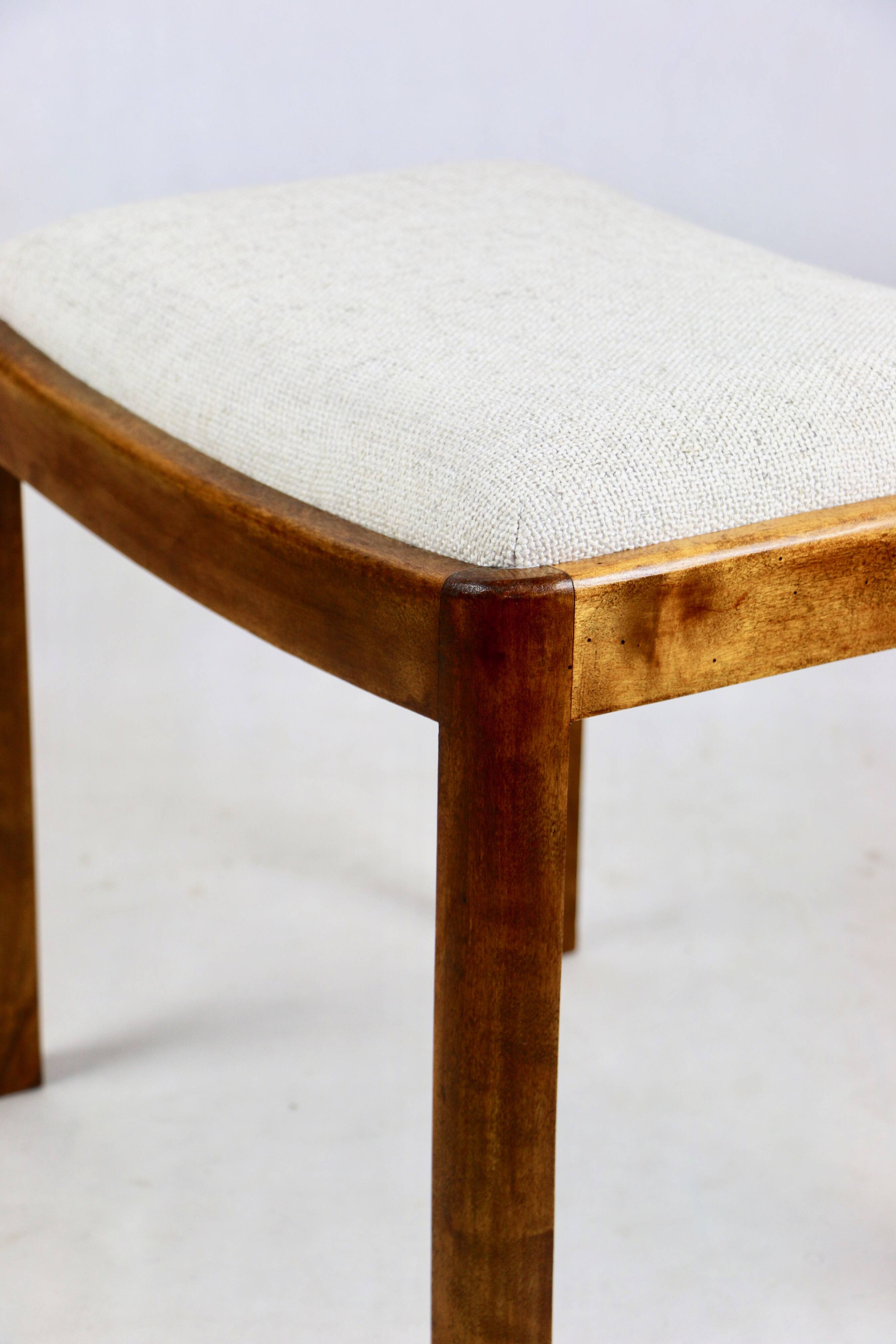 White stool seat natural fabric Art Deco