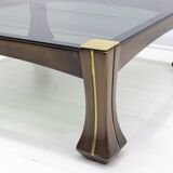 Luciano Frigerio Midcentury Italian Wood and Brass Coffee Table "Ussaro",70