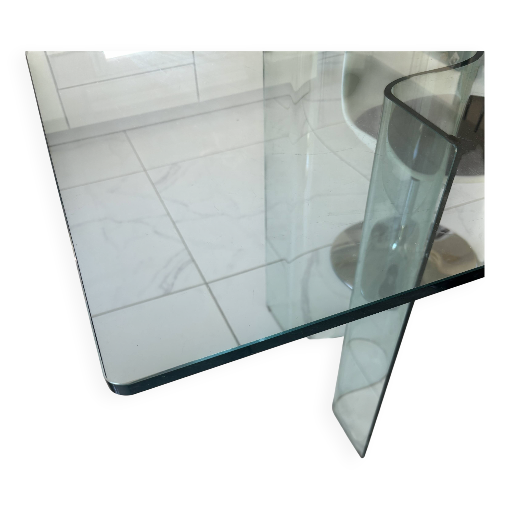 Curved glass dining table Fiam Italia