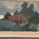 Original Swedish Oil on Canvas – “Red Barn” by Arne Aspelin – Signed – Vintage & Framed – 70 × 50 cm (27.6" × 19.7")