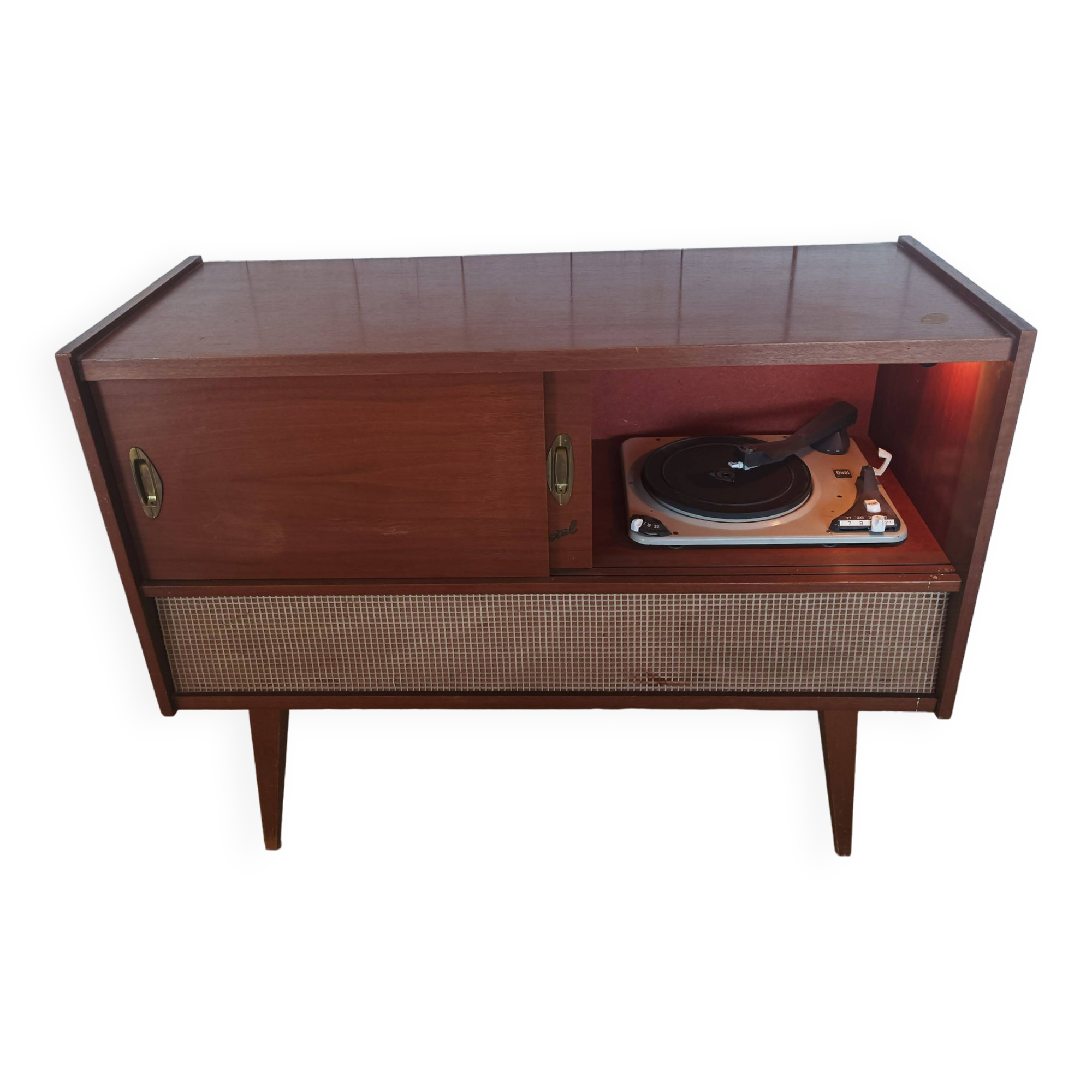 Vintage radio and record cabinet