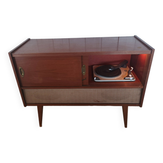 Vintage radio and record cabinet