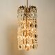 XL Mid Century brass crystal glass chandelier, Vereinigte Werkstätten