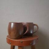 Vintage stoneware ceramic mugs handcrafted Scandinavian country decoration tea cups