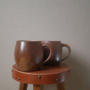 Vintage stoneware ceramic mugs handcrafted Scandinavian country decoration tea cups
