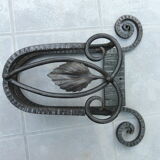 Wrought iron brush or newspaper holder hammered art deco