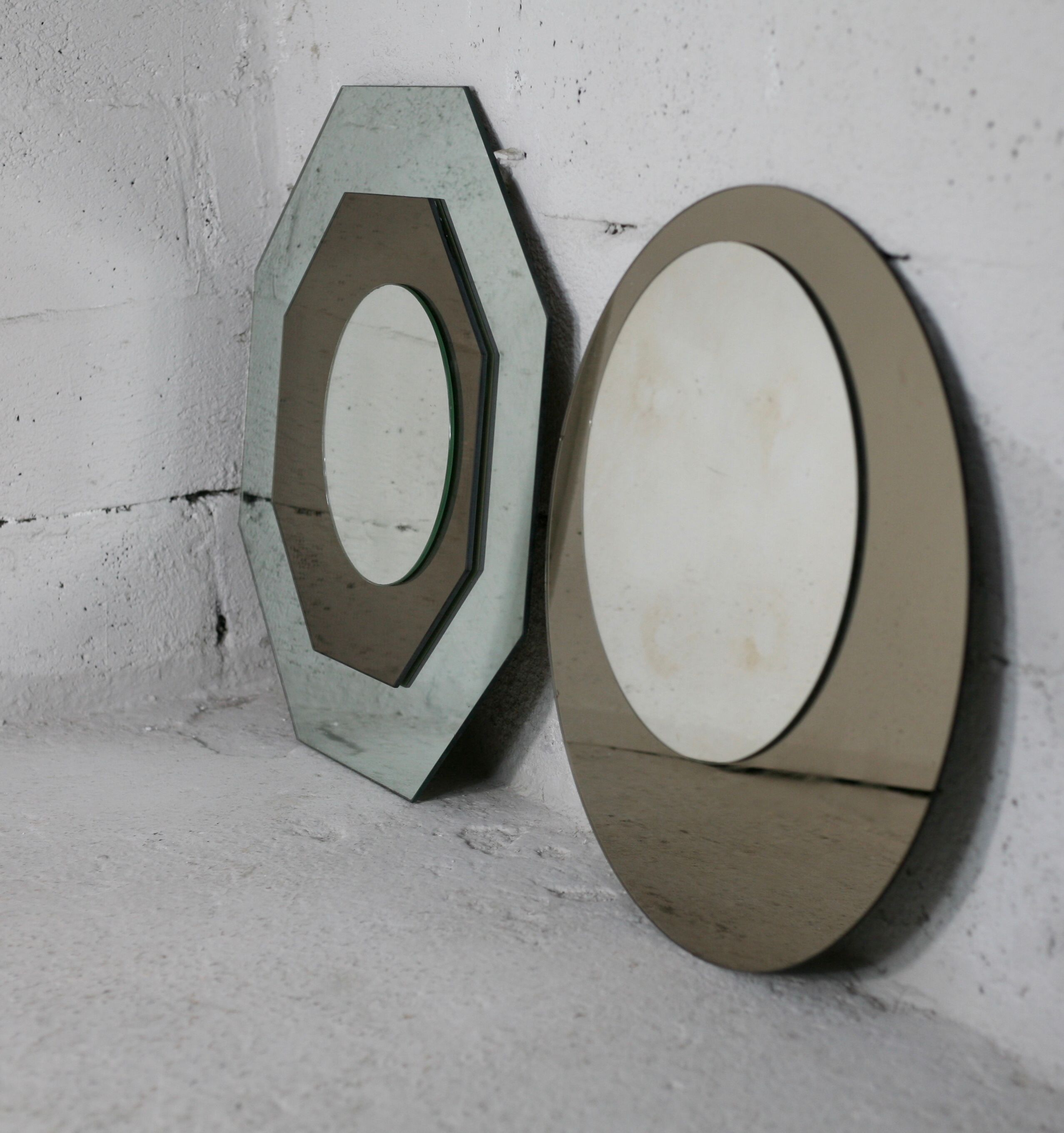 Pair of "kinetic" mirrors, France, circa 1970