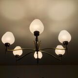 Lustre moderniste aux 6 flambeaux 1950