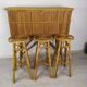 Vintage rattan bar and stools