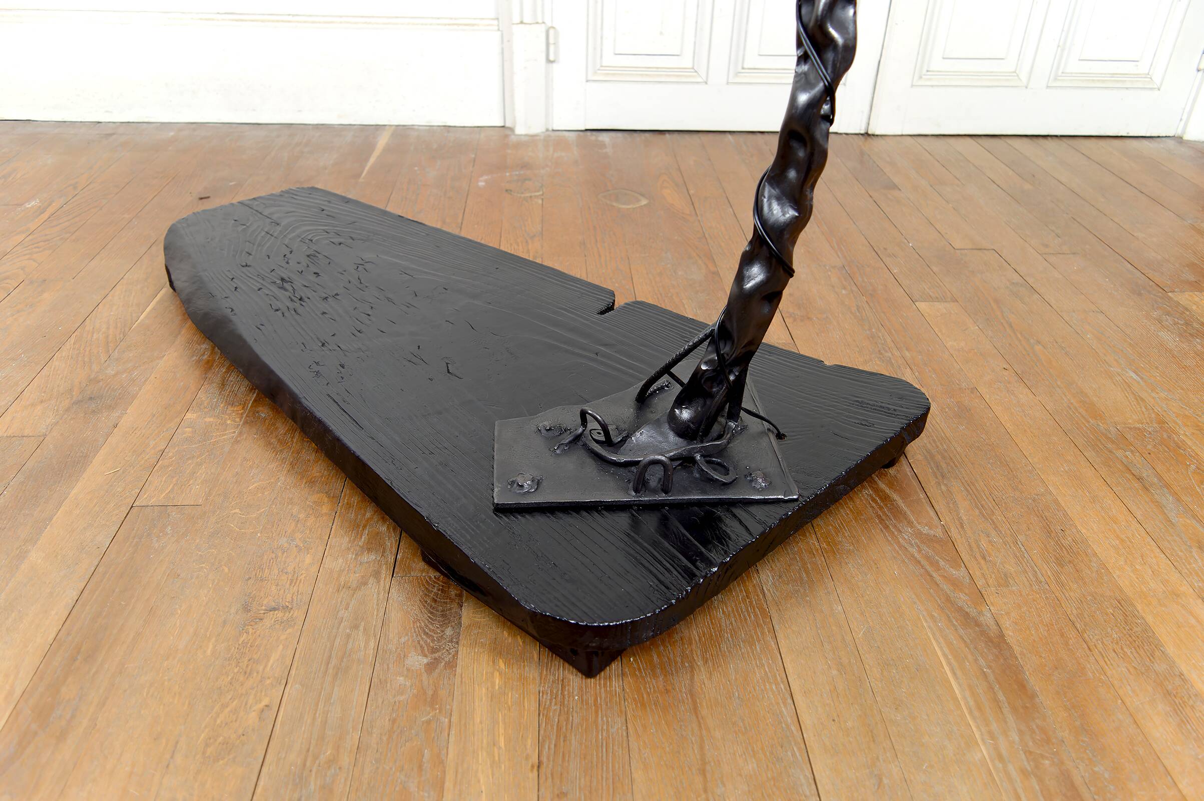 Brutalist sculptural wrought iron Dragon floor lamp, France