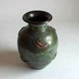 Art Deco Stoneware Vase with Fish Reliëf by Roger Guerin, Belgium, 1920s