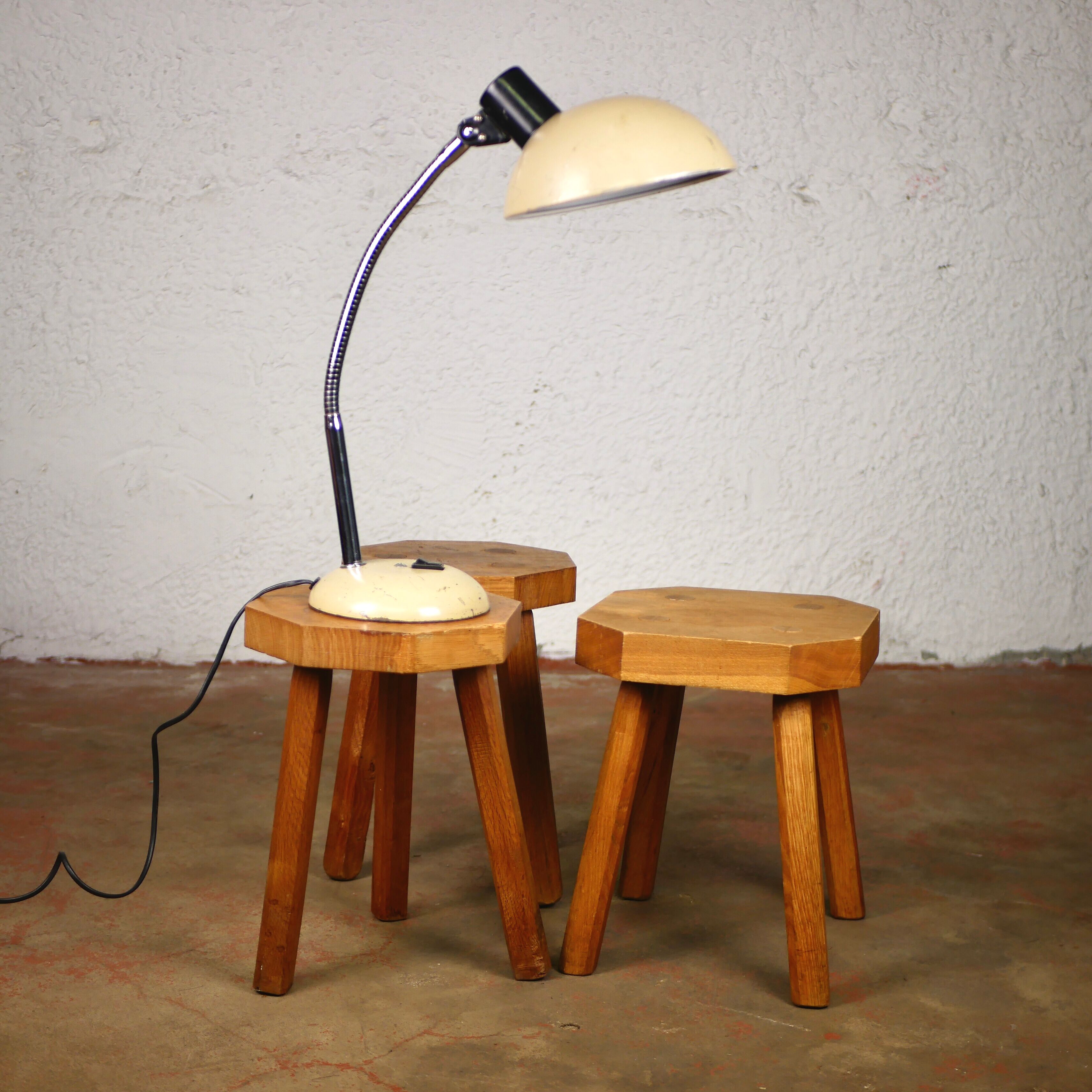 Trio of brutalist stools