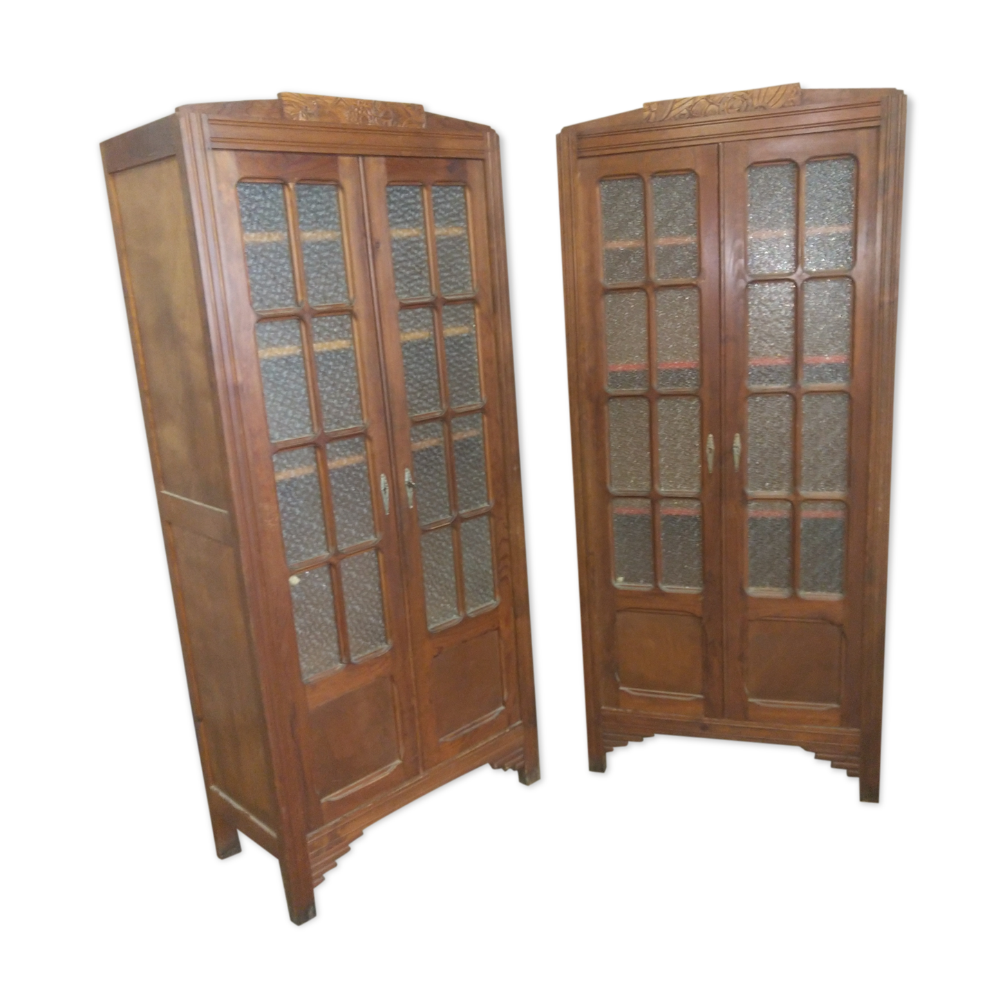 Pair of pine Parisian wardrobes circa 1935