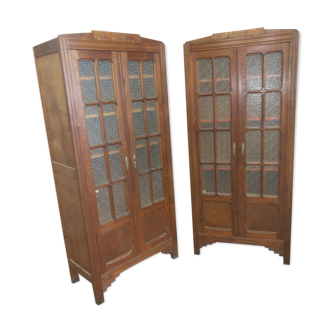 Pair of pine Parisian wardrobes circa 1935