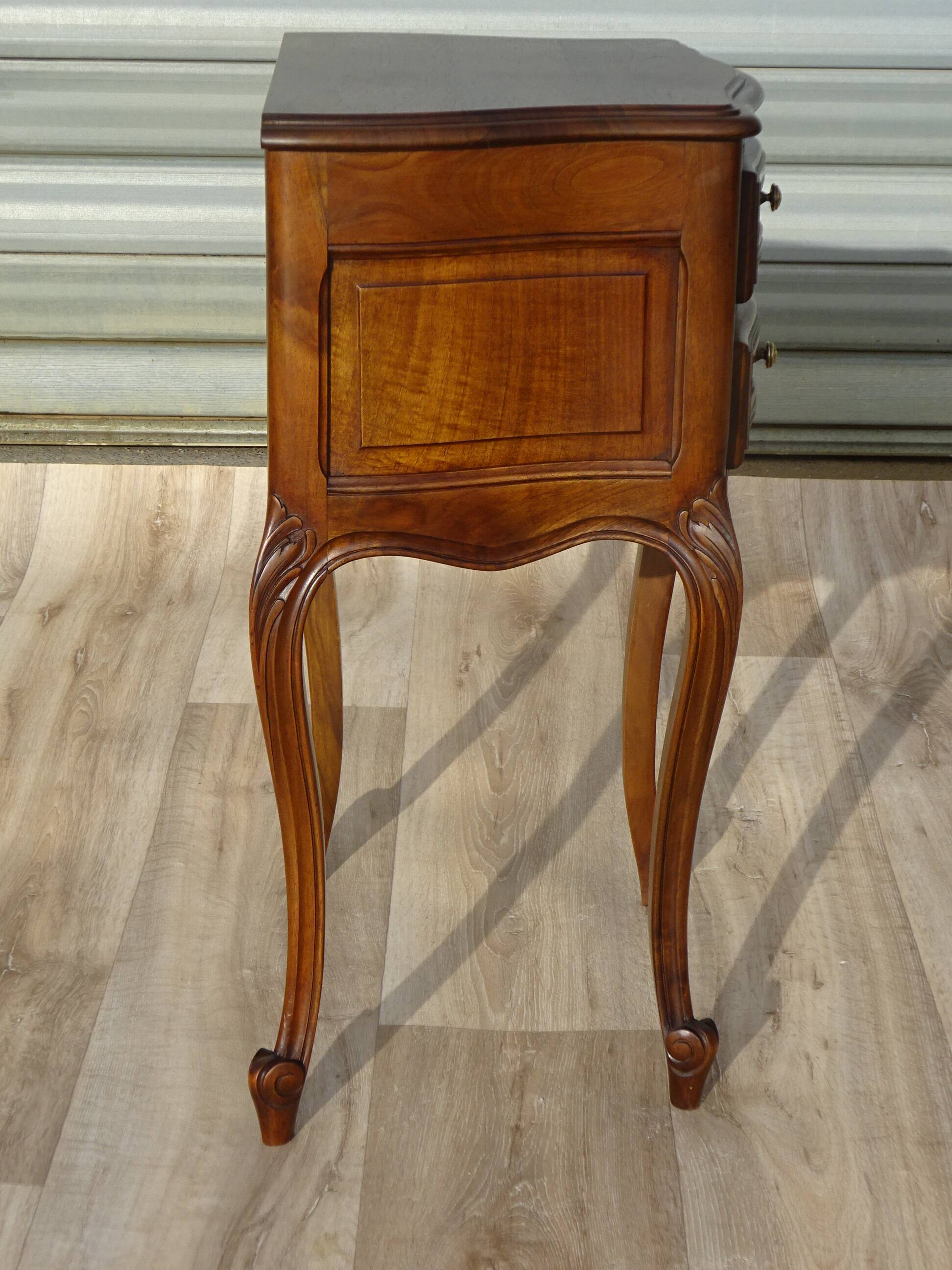 Louis XV bedside table in solid walnut