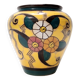 Futurist Yellow Glazed Earthenware Vase with Floral Motifs, Italy