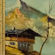vintage oil on canvas 1950/1960 mountain landscape