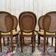 Suite de 6 chaises médaillon Louis XVI en cannage