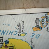 Former vintage Rossignol 50s Asia physical and political map