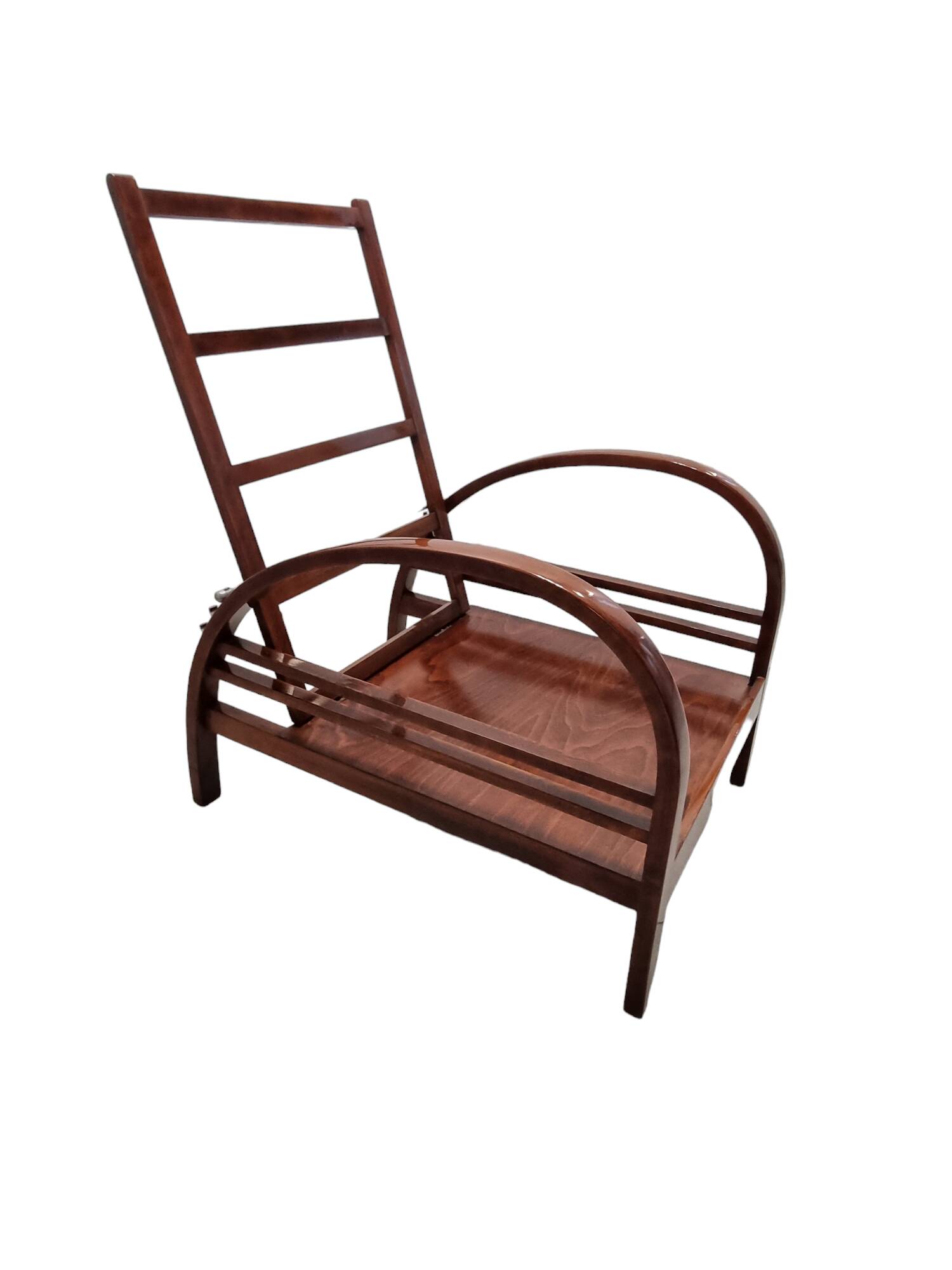 Art deco armchair with adjustable backrest, Halabala style