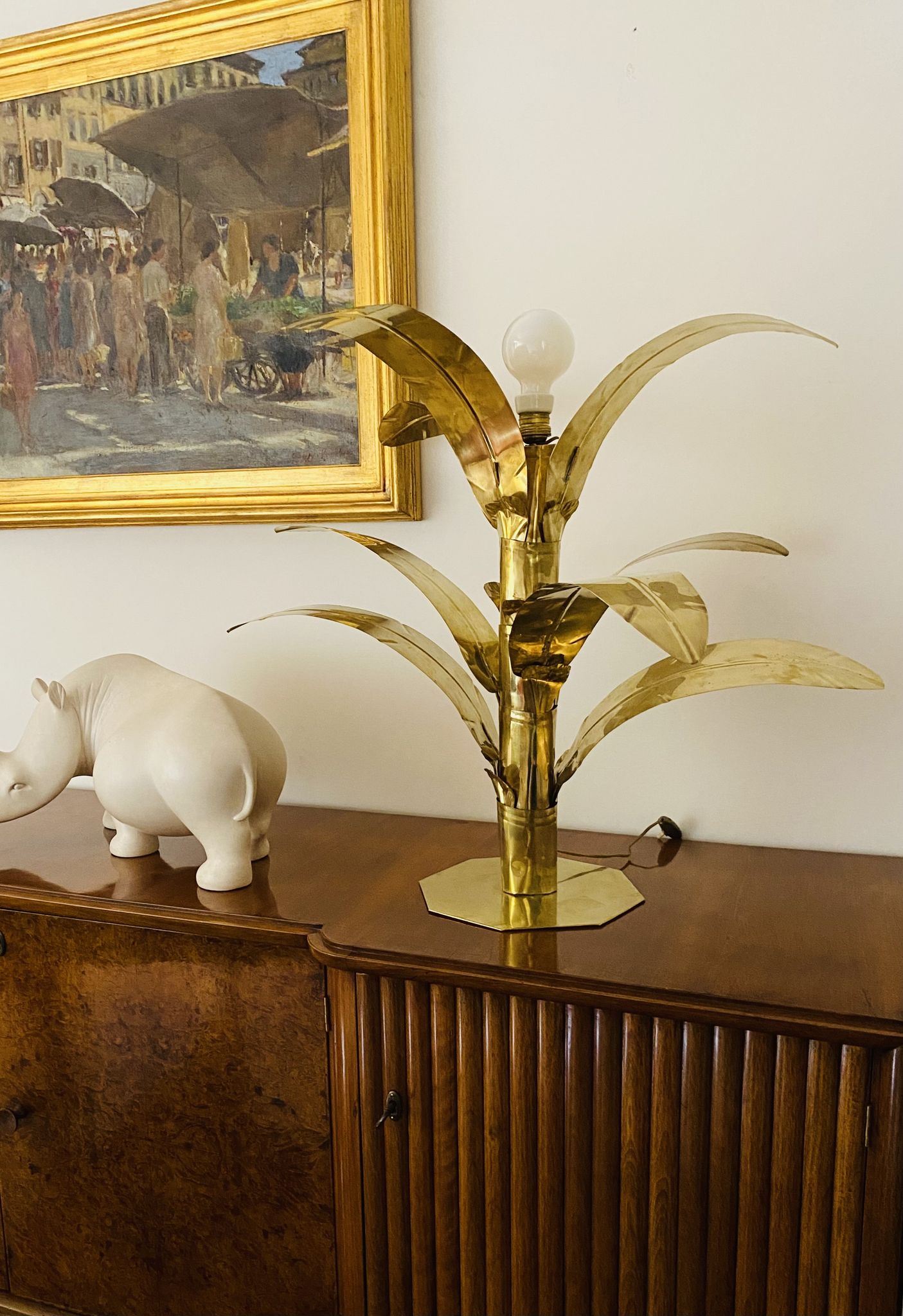 Palm tree brass floor/table lamp, Bottega Gadda Italy, 1960